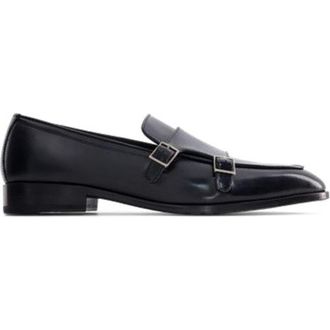 Anthony Veer Beaumont Double Monk Strap in Obisidian Black Leather at Nordstrom, Size 11.5