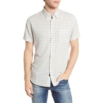 Rails Fairfax Gingham Relaxed Fit Short Sleeve Button-Up Shirt in Grey Gingham Melange at Nordstrom Rack, Size 2X