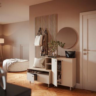Vicco Conjunto De Recibidor Elano, Gris/roble, 140 X 80 Cm 2 Partes, Vicco
