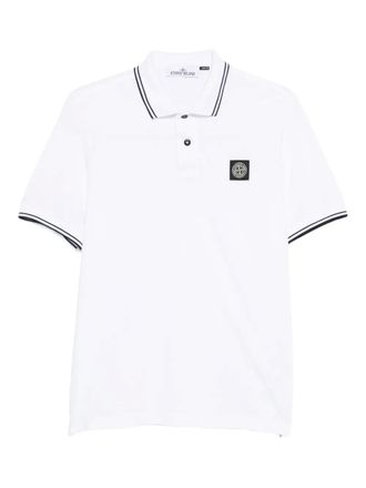 Stone Island Poloshirt met gestreepte kraag - Wit