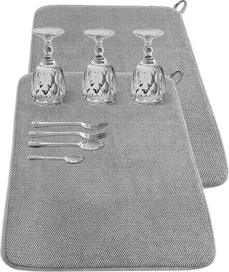 OEM Juego De 2 Alfombrillas Grandes Para Escurrir Platos, Ideales Para Encimeras De Cocina, De 60x43 Cm, De Microfibra Absorbente
