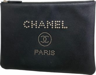 Chanel Black Grained Calfskin Clutch Bag (Pre-Owned)