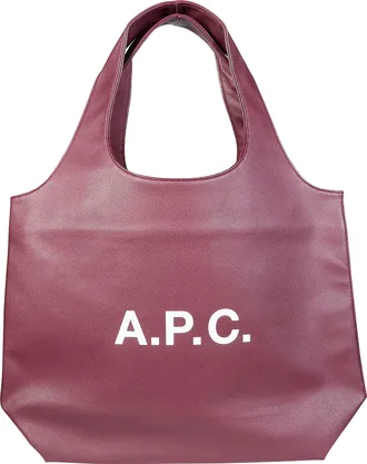 A.P.C. Burgundy Tote Ninon Textured Logo Bag