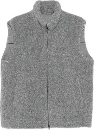 Herno Jassen, Heren, Grijs, L, Nylon, Herno Mouwloze Gilet met Hoge Hals en Ritssluiting Vooraan