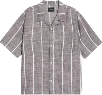 PacSun Evening Weave Camp Shirt in Dark Gray at Nordstrom, Size X-Large