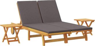 vidaXL Tumbona Con Coj&iacute;n Gris Oscuro Madera De Acacia S&oacute;lida Vidaxl