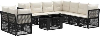 vidaXL Conjunto De Sof&aacute;s De Jard&iacute;n 10 Uds. Negro Rat&aacute;n Sint&eacute;tico Vidaxl