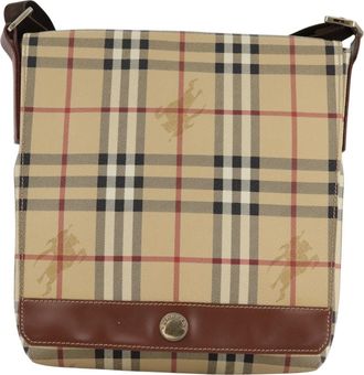 Burberry Nova Check Beige Canvas Shoulder Bag (Pre-Owned)