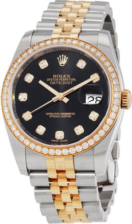 Rolex Pre-owned Rolex Oyster Perpetual Automatic Chronometer Diamond Black Dial Unisex Watch 116243BKDJ