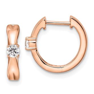 Diamond2Deal 14K Rose Gold 1/5 ct Lab Grown Diamond Hinged Hoop Earrings VS Clarity, G-H Color