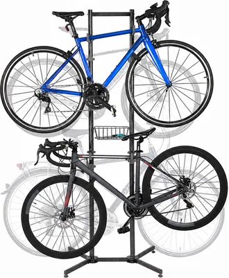 Relaxdays Relaxdays Soporte Para 4 Bicicletas: Mtb, Carretera, E-bike, Autoportante, Con Cesta, Negro, 210&times;75&times;61 Cm
