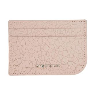 Alexander McQueen Accessoires, Dames, Roze, ONE Size, Leer, Cracked Leather Card Holder