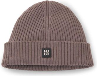 HUGO BOSS Virgin-wool beanie with stacked logo