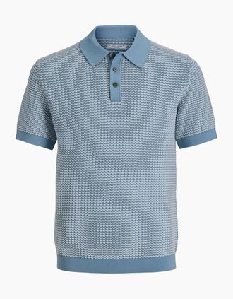 Jack & Jones Mens Jack & Jones Knit Polo Short Sleeve Ashley Blue/Twist - White - Size: 38
