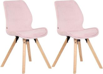 Clp Set de 2 sillas de comedor Luna con base de madera Rosado Terciopelo