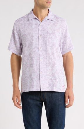 Tommy Bahama Torres Gardens Floral Jacquard Short Sleeve Button-Up Shirt in Wild Aster at Nordstrom, Size Xxx-Large