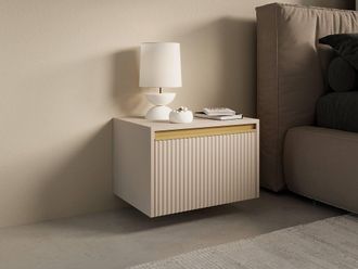 Vente-Unique 1-Drawer Bedside Table - MDF - Beige & Gold - POSINIA By Pascal