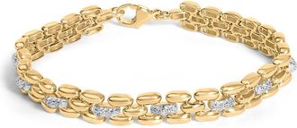 House of Brilliance Gold Vermeil Plated Sterling Silver 1/7 Cttw Diamond Panther Link Bracelet at Nordstrom