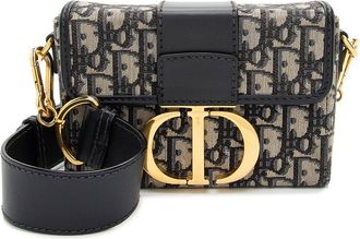 Dior Blue Canvas & Leather Montaigne 30 Box Shoulder Bag (Authentic Pre-Loved)