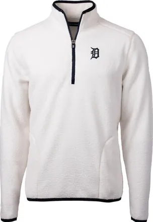 Cutter & Buck Mens Cutter & Buck White/Navy Detroit Tigers Cascade Eco Sherpa Fleece Quarter-Zip Pullover Jacket at Nordstrom, Size Medium