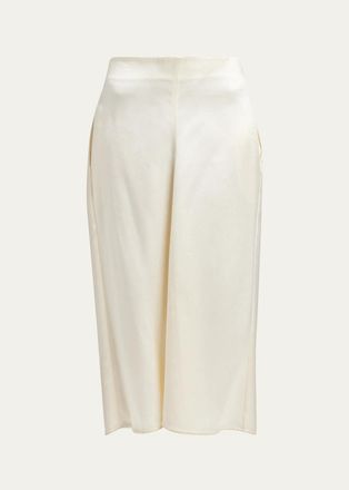 Bottega Veneta V-Waist Satin Midi Skirt