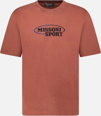 Missoni Mens Missoni Sport Embroidery Logo Crew Neck T-Shirt Rust Brown - Size: 44