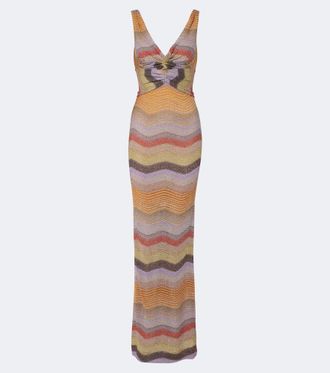 Missoni Wave gathered open-back lam&eacute; gown