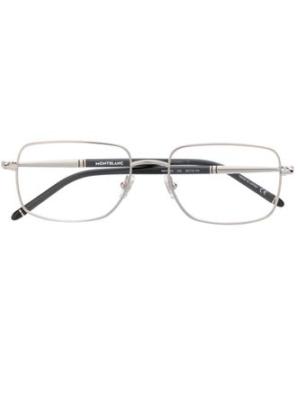 Montblanc slim square frame glasses - men - Acetate/Metal (Other) - 55 - Silver
