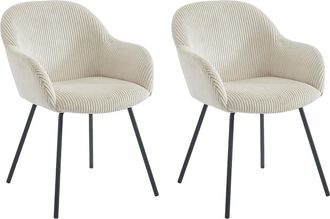 Vente-Unique Set de 2 sillas con reposabrazos de pana y metal negro - Beige - MARENZIA