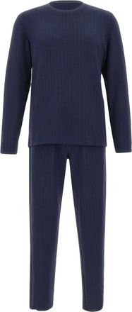 Emporio Armani striped logo pyjama set - Blue