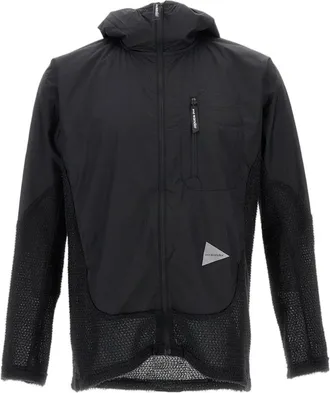 And Wander Hooded Black Jacket With Fleece Inserts And Zip Detailing