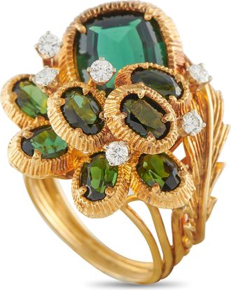 Luxury Bazaar 18K Yellow Gold 0.30ct Diamond and Tourmaline Ring MF02-043026