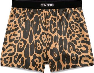 Tom Ford Brown Leopard-Print Pajama Shorts - Womens - Elastane/Silk