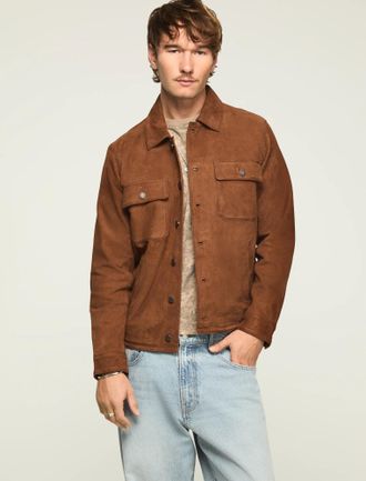 Lucky Brand Mens Suede Shirt Jacket