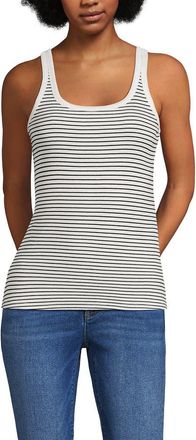 Lands End Micro Rib Go-To Layering Tank in Ivory/black Pencil Stripe at Nordstrom, Size X-Large