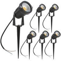 OEM Juego De 6 Focos Led Exteriores De 3w - Luz Blanca C&aacute;lida 3000k 1440lm - Resistencia Al Agua Ip65 - F&aacute;cil Instalaci&oacute;n Con Estaca - Iluminaci&oacute;n Direcci