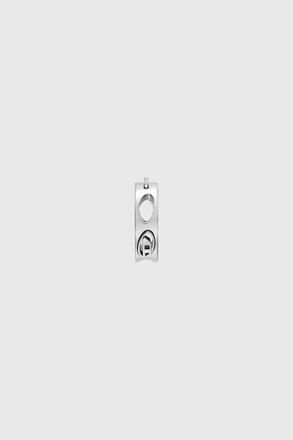 Diesel Stainless Steel Hoop Earring - Earrings - Unisex - Silver