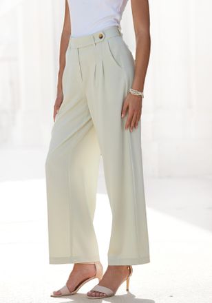 Lascana Palazzohose LASCANA, Damen, Gr. 34, N-Gr, gr&uuml;n (schilfgr&uuml;n), Stoff, Obermaterial: 64% Polyester, 32% Viskose, 4% Elasthan, unifarben, figurumspielend 