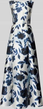 Swing Abendkleid im Allover-Look in Blau, Gr&ouml;&szlig;e 34