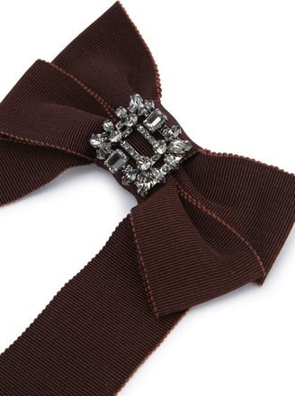 Roger Vivier Womens Broche Hair Clip Brown Grosgrain Ribbon Rhinestone Pins Claws & Clips