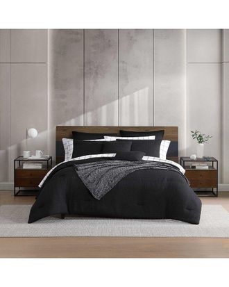 Kenneth Cole Variegated Waffle Reversible Striped Jacquard Bonus Comforter Set