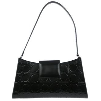 Ferragamo Gancini Handbag Leather Black Leather Handbag (Pre-Owned)