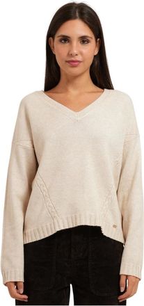 Gaud&igrave; V-hals Trui - Dames - Truien - Beige - Maat: XS Viscose