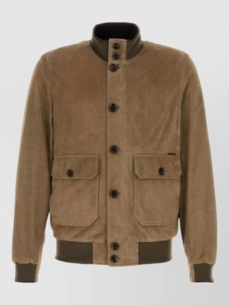 Moorer carlos suede bomber jacket high collar