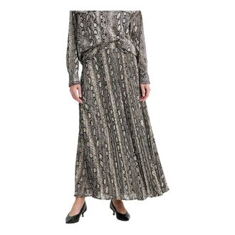 Michael Kors Rokken, Dames, Grijs, S, Polyester, Rok met slangenprint en plooien