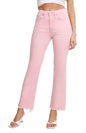 Good American Good Standard Raw Hem Kick Flare Jeans in Flamingo003 at Nordstrom Rack, Size 10