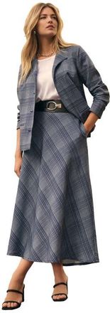 Jessica London Bi-Stretch Swing Skirt in Navy Refined Plaid at Nordstrom, Size 26