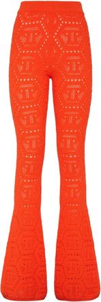 Philipp Plein Broeken, Dames, Oranje, M, Katoen, Flare Broeken Monogram