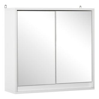OEM Armario De Ba&ntilde;o Con Espejo Con 2 Puertas Y Balda Ajustable Mueble Colgante De Estilo Moderno 48x14,5x45 Cm Blanco