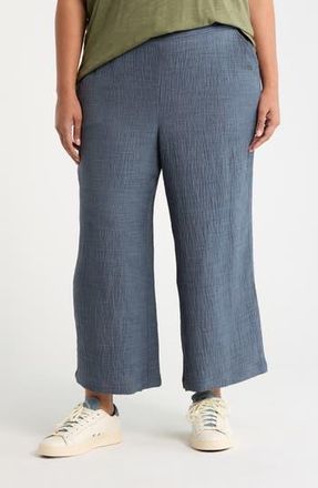 Max Studio Textured Wide Leg Crop Pants in Heather Blue Steel at Nordstrom Rack, Size 3X